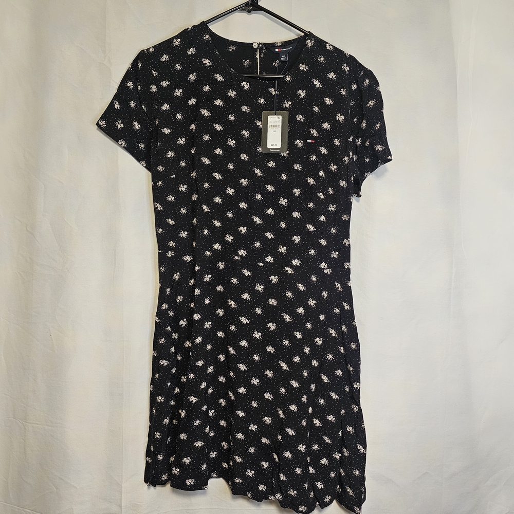 Tommy Hilfiger Black & White Floral Mini Dress Women's Large